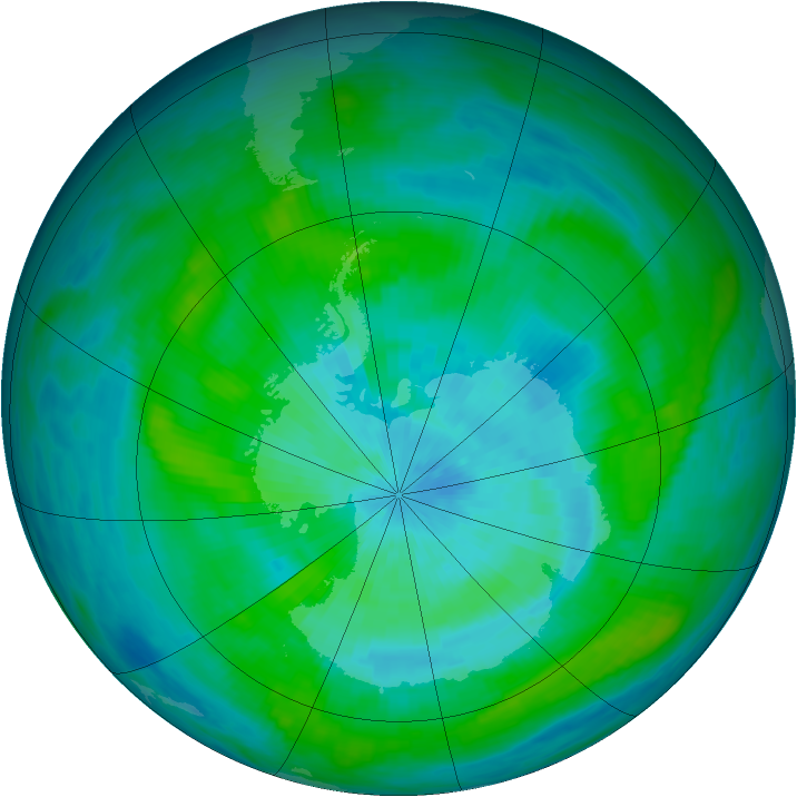Antarctic ozone map for 10 March 1982